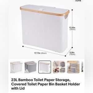 23L Bamboo Toilet Paper Storage, Covered Toilet Paper Bin Basket Holder with Lid